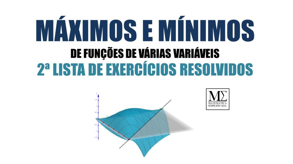 Máximos e Mínimos de Campos Escalares - 2ª Lista de Exercícios Resolvidos