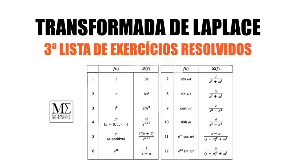 Transformada de Laplace - 3ª Lista de Exercícios Resolvidos