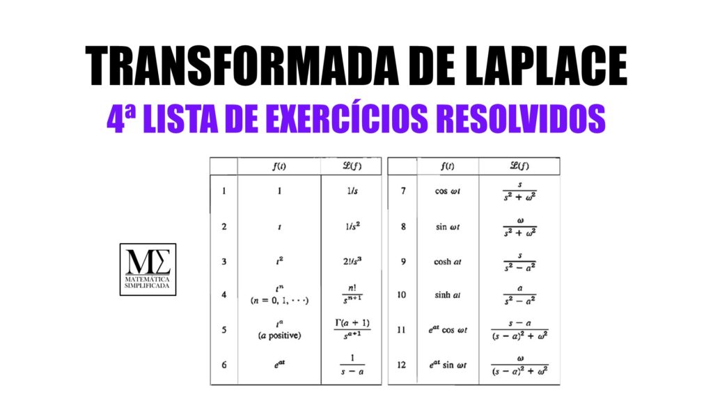 Transformada de Laplace -4ª Lista de Exercícios Resolvidos