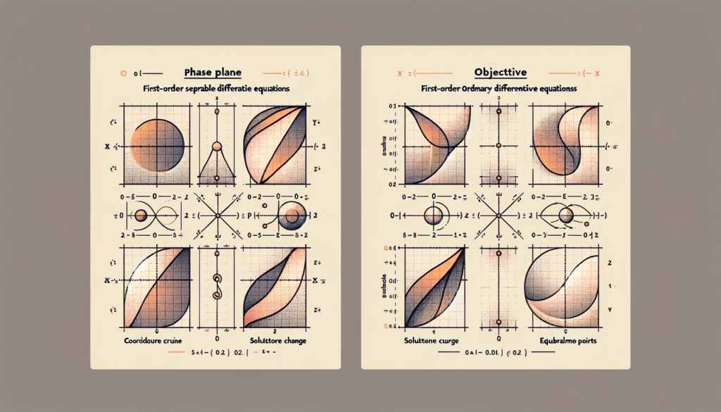 "Ilustração de um plano de fase de equações diferenciais de 1ª ordem separáveis.