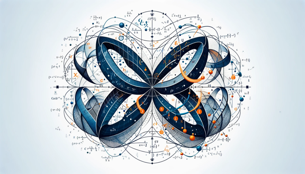 Gráfico colorido ilustrando funções complexas com eixos coordenados e curvas matemáticas representando a análise complexa.