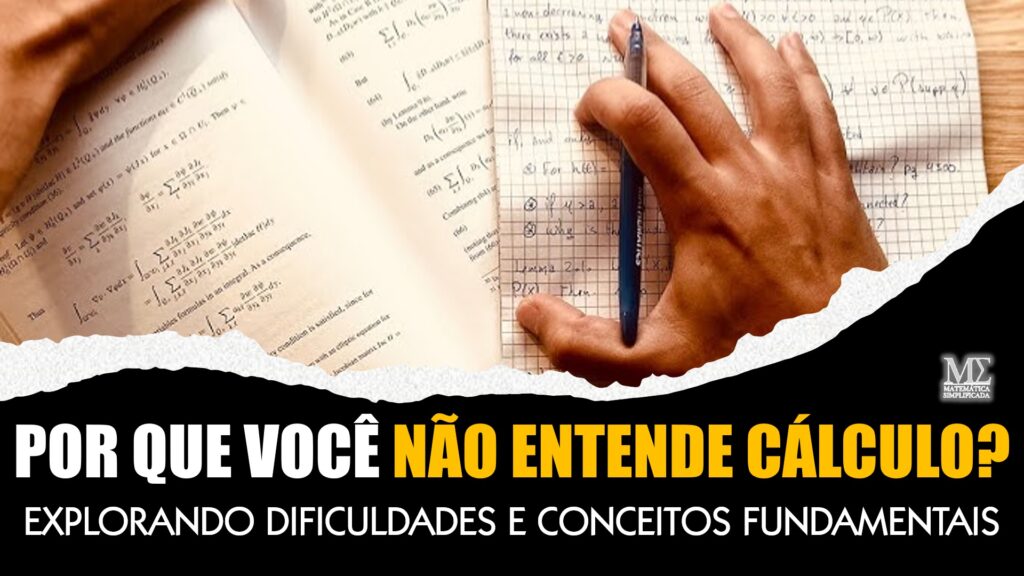 Mão escrevendo cálculos em um caderno quadriculado ao lado de um livro aberto com fórmulas matemáticas